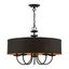 Winchester Transitional 5-Light Black Drum Pendant Chandelier with Silky Orange Inner Shade