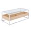 Modern Rectangular Tempered Glass Coffee Table with Natural Wood Storage