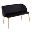 46" Black Velvet and Gold Steel Glam Bench