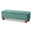 Teal Velvet Tufted Storage Bench with Walnut Legs