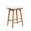 Brown Wood and Metal Backless Saddle Barstool with Padded Seat