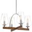 Koa Wood Pewter Mini Pendant with Clear Glass Candle Shades - 4-Light