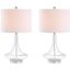 Cecile 25.5" Clear Glass Teardrop LED Table Lamp Set with Linen Shade