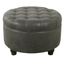 Large Gray Faux Leather Tufted Round Storage Ottoman