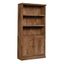 Vintage Oak 5-Shelf Bookcase with Adjustable Doors