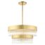 Soft Gold Drum Chandelier with Clear Crystal Rods