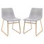 Light Gray Metal Bucket Dining Chairs with Gold Frame, Set of 2