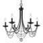 Elegant Matte Black 6-Light Chandelier with Crystal Glass Beads