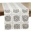 White Cotton Table Runner with Mudcloth Design