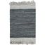 Gray Handwoven Leather Cowhide Area Rug 2x3 Feet