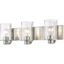 Beckett 3-Light Brushed Nickel Vanity with Clear Seedy Glass Shades