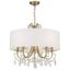 Vibrant Gold 5-Light Chandelier with White Silk Shade