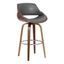 Contemporary Walnut and Grey Leather Swivel Counter Stool