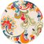 Ivory and Blue Floral Round Reversible Synthetic Rug