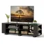 Black Engineered Wood TV Stand with Adjustable Shelves and Cabinets