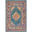 Light Blue and Orange Synthetic Easy Care Area Rug, 6' x 9'