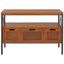 Transitional Joshua 3-Drawer White Media Console with Wicker Accents