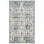 Ivory and Blue High Pile Synthetic Area Rug