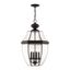 Monterey 4-Light Black Brass Outdoor Pendant with Beveled Glass