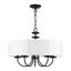 Brookdale Black Steel 5-Light Drum Pendant with Off-White Shade