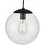 Atwell Matte Black Glass Globe Pendant Light