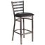 Silver Ladder Back 42" Metal Barstool with Black Vinyl Seat