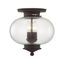 Bronze Globe Semi-Flush Mount with Seeded Glass Shade