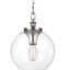 Brushed Steel Modern Globe Pendant with Clear Glass Shade