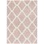 Beige and White Geometric Shag Area Rug