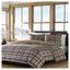 King Navy and Purple Cotton Plaid Duvet Cover Set