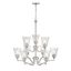 Brushed Nickel 9-Light Contemporary Chandelier with Glass Shades