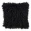 Black Mongolian Faux Fur Square Throw Pillow, 22" x 22"