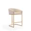 Mid-Century Cream Leather and Gold Stainless Steel Barstool