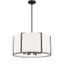 Black and White Silk Drum Pendant Light, 6-Light