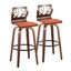 Folia 30" Orange Wood and Metal Swivel Barstool Set