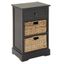 Black Pinewood Accent Table with Wicker Basket Drawers