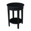 Black Round Wood Accent Table with Storage Drawer