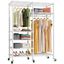 White Heavy Duty Rolling Garment Rack with Adjustable Shelves