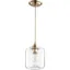 Aged Brass and Clear Glass Jar Pendant Light