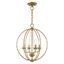 Antique Gold Leaf 4-Light Mini Chandelier with Draping Crystals