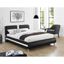 Black Faux Leather Queen Platform Bed with Tufted Headboard