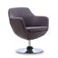 Elegant Gray Faux Leather Barrel Swivel Accent Chair