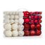 Red and White Shatterproof Christmas Ornament Set with Metal Hooks