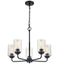 Elegant Moven Matte Black 5-Light Chandelier with Seeded Glass