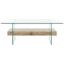 Kayley 43" Beige Wood and Glass Rectangular Coffee Table