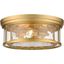 Olde Brass 16" Glass 3-Light Flush Mount Fixture