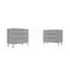 Set of 2 Off-White Mid-Century Modern 3-Drawer Dressers