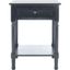 Black Wood Rectangular Accent Table with Storage Drawer