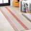 Ivory and Peach Distressed Stripe Washable Synthetic Runner Rug