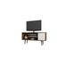 Rustic Brown and White Mid-Century Modern TV Stand with Cabinet